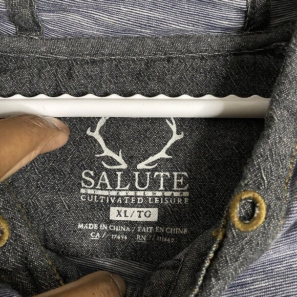 Salute by Levelwear Men's Heather Blue Sweatshirt Henley Hoodie - Picture 5 of 7